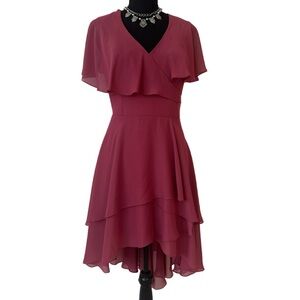JJ HOUSE ~ Women’s High-Low dress flutter sleeves partially lined dress size 12